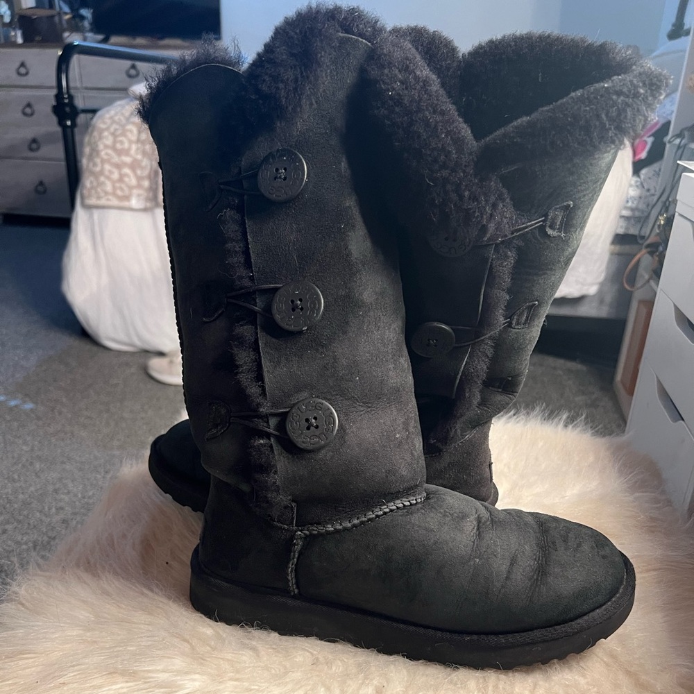 UGG Bailey Suede Button Triplet II Water-Repellent Tall Boots